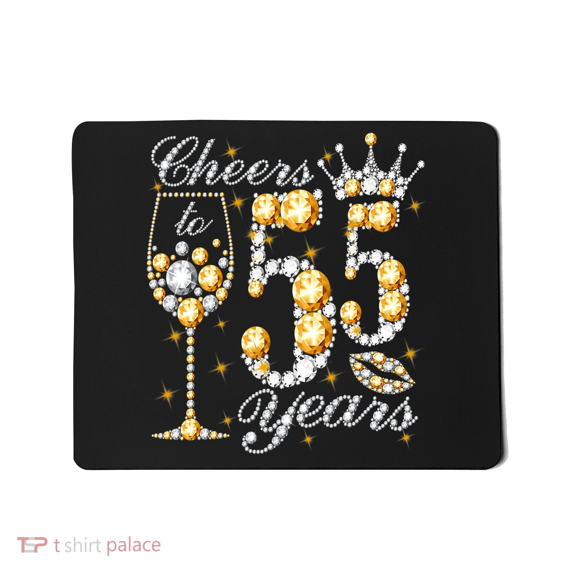 Cheers To 55 Years Old Happy 55th Birthday Queen Drink Wine Mousepad
