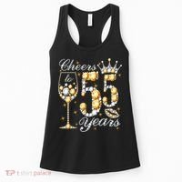 Cheers To 55 Years Old Happy 55th Birthday Queen Drink Wine Women's Tank Top thumb 0