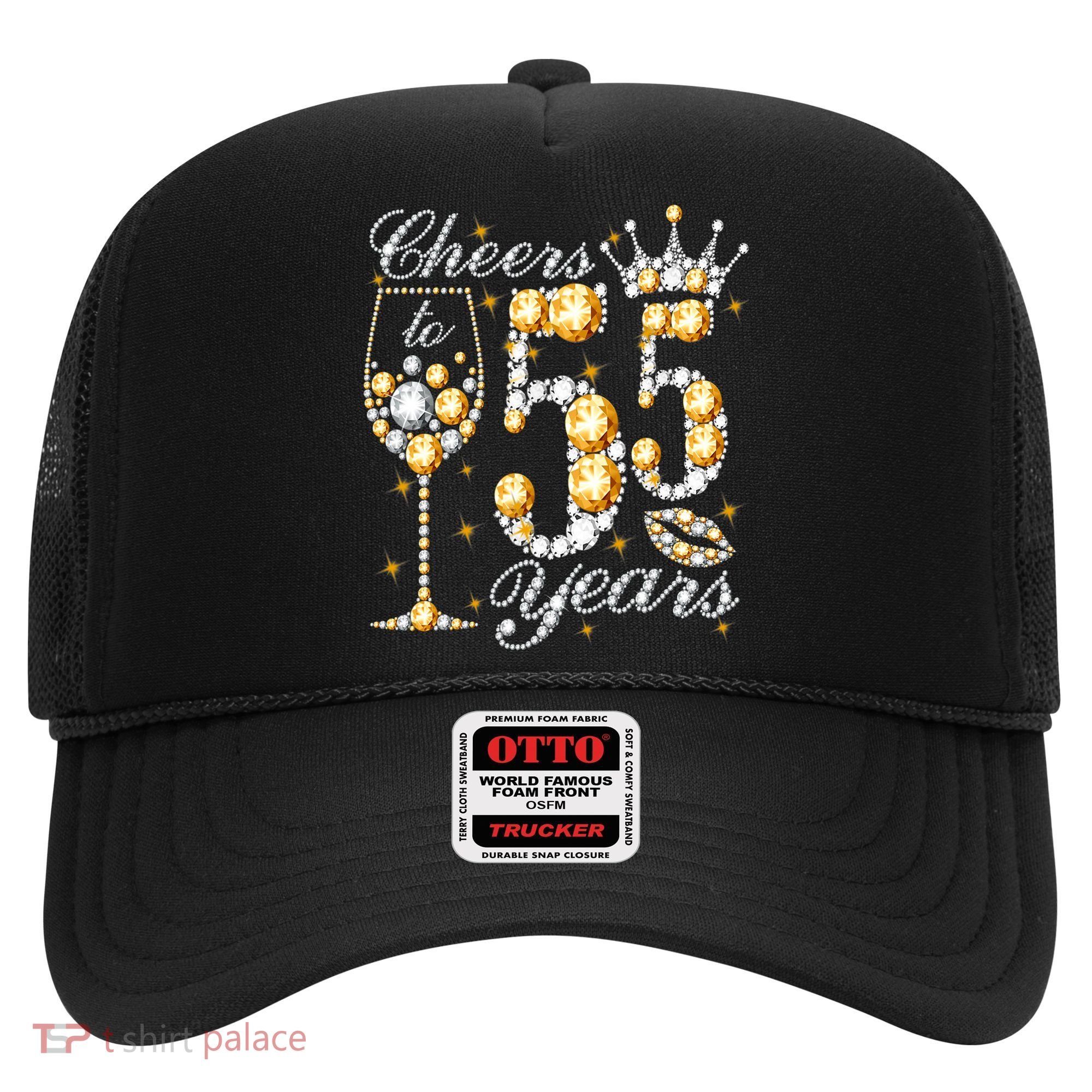 Cheers To 55 Years Old Happy 55th Birthday Queen Drink Wine Hat