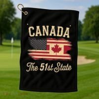 Canada The 51 State Trump Canada U.S State Funny Golf Towel thumb 1
