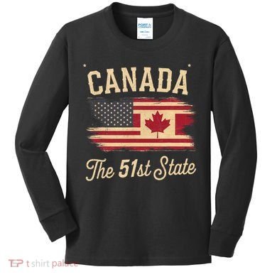 Canada The 51 State Trump Canada U.S State Funny Kids Long Sleeve Shirt