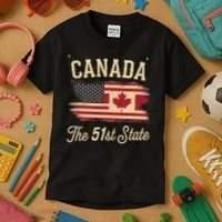 Canada The 51 State Trump Canada U.S State Funny Kids T-Shirt thumb 3