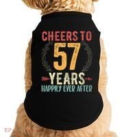 Cheers To 57 Years 57th Wedding Anniversary Husband Wife Doggie Tank thumb 0