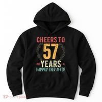 Cheers To 57 Years 57th Wedding Anniversary Husband Wife Hoodie thumb 0