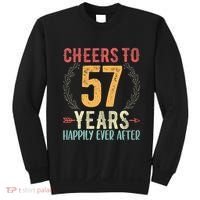 Cheers To 57 Years 57th Wedding Anniversary Husband Wife Sweatshirt thumb 0