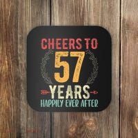 Cheers To 57 Years 57th Wedding Anniversary Husband Wife Coaster thumb 0