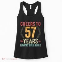 Cheers To 57 Years 57th Wedding Anniversary Husband Wife Women's Tank Top thumb 0