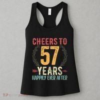 Cheers To 57 Years 57th Wedding Anniversary Husband Wife Women's Tank Top thumb 3