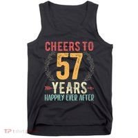 Cheers To 57 Years 57th Wedding Anniversary Husband Wife Tank Top thumb 0