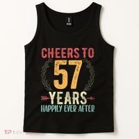 Cheers To 57 Years 57th Wedding Anniversary Husband Wife Tank Top thumb 2