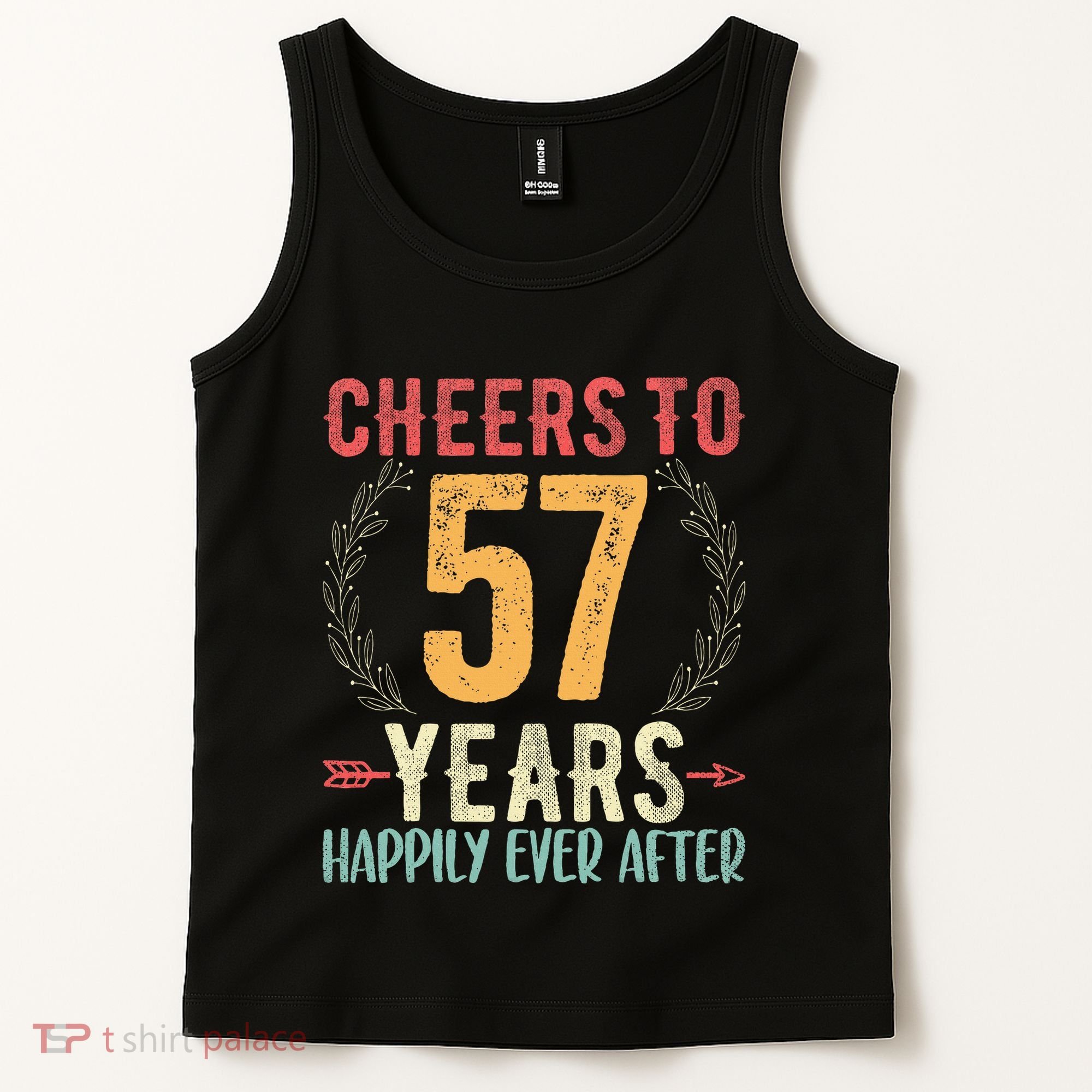 Cheers To 57 Years 57th Wedding Anniversary Husband Wife Tank Top