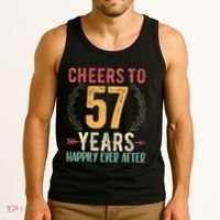Cheers To 57 Years 57th Wedding Anniversary Husband Wife Tank Top thumb 3
