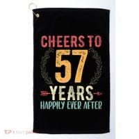 Cheers To 57 Years 57th Wedding Anniversary Husband Wife Golf Towel thumb 0
