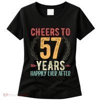 Cheers To 57 Years 57th Wedding Anniversary Husband Wife Women's T-Shirt thumb 0