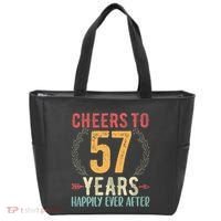Cheers To 57 Years 57th Wedding Anniversary Husband Wife Tote Bag thumb 0
