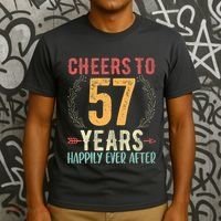 Cheers To 57 Years 57th Wedding Anniversary Husband Wife T-Shirt thumb 3
