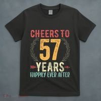 Cheers To 57 Years 57th Wedding Anniversary Husband Wife T-Shirt thumb 4