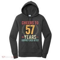 Cheers To 57 Years 57th Wedding Anniversary Husband Wife Women's Hoodie thumb 0