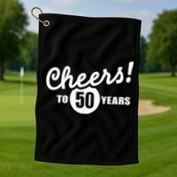 Cheers To 50 Years Birthday Golf Towel thumb 1