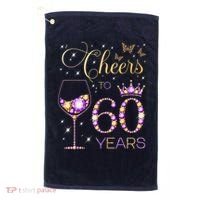 Cheers To 60 Years Old 60th Birthday Party 60th Bday Golf Towel thumb 0