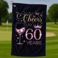 Cheers To 60 Years Old 60th Birthday Party 60th Bday Golf Towel thumb 1