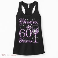 Cheers to 60 Years Old Wo Purple Crown 60th Birthday Pullover Hoodie Women's Tank Top thumb 0