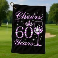 Cheers to 60 Years Old Wo Purple Crown 60th Birthday Pullover Hoodie Golf Towel thumb 1