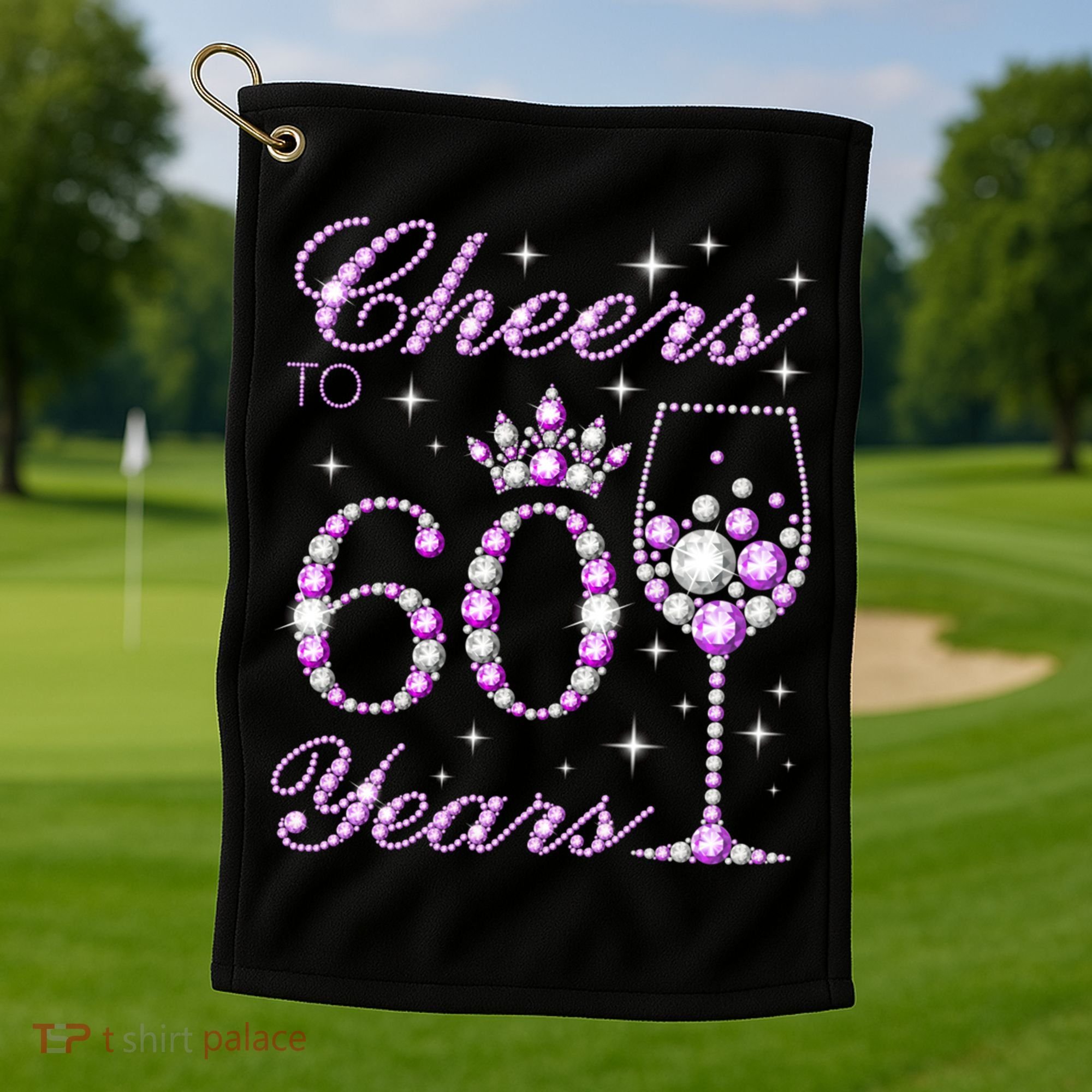 Cheers to 60 Years Old Wo Purple Crown 60th Birthday Pullover Hoodie Golf Towel