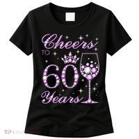 Cheers to 60 Years Old Wo Purple Crown 60th Birthday Pullover Hoodie Women's T-Shirt thumb 0