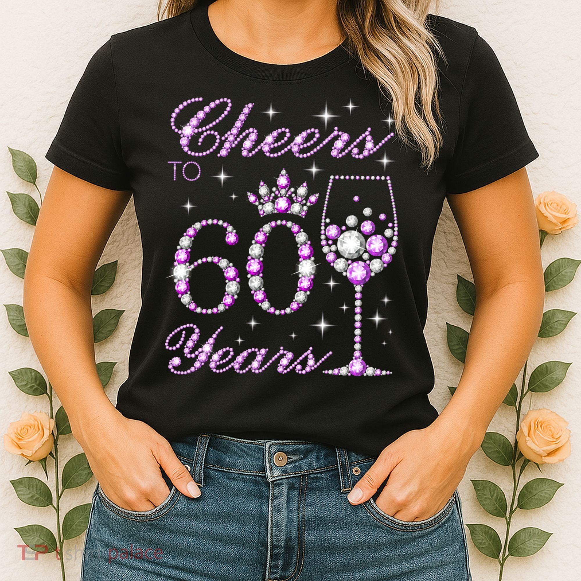 Cheers to 60 Years Old Wo Purple Crown 60th Birthday Pullover Hoodie Women's T-Shirt