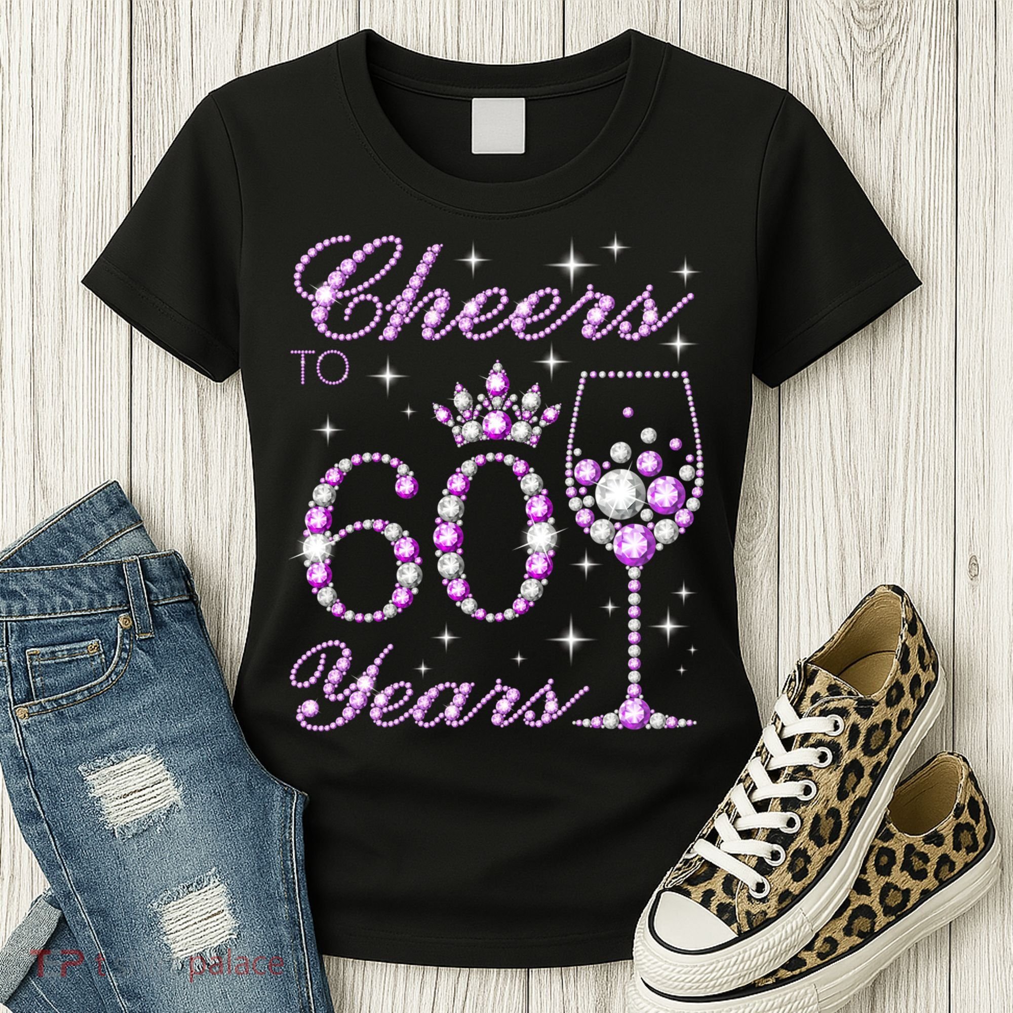 Cheers to 60 Years Old Wo Purple Crown 60th Birthday Pullover Hoodie Women's T-Shirt