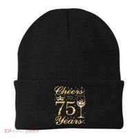 Cheers to 75 Years 75th Queen's Birthday Present 75 Years Old Beanie thumb 0