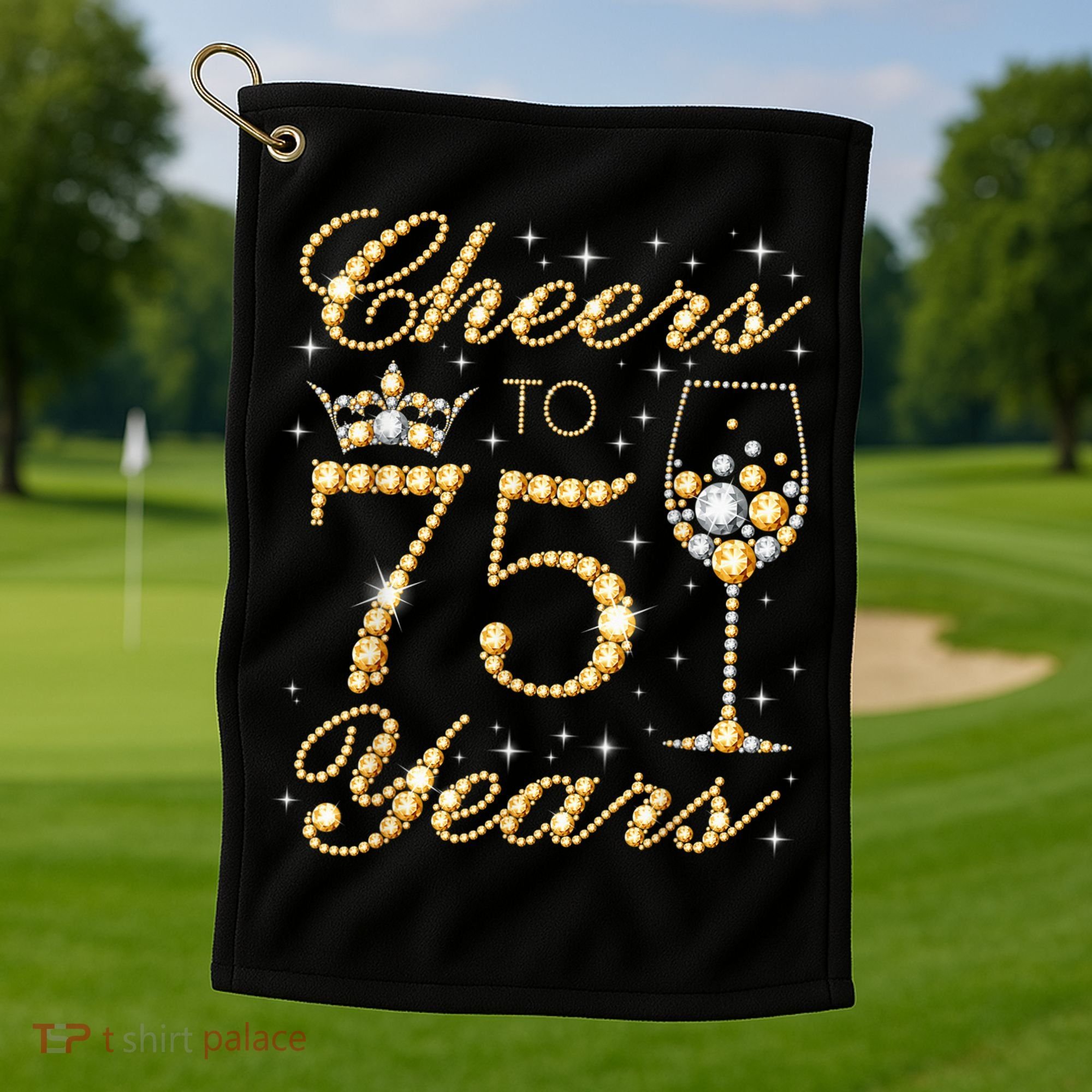 Cheers to 75 Years 75th Queen's Birthday Present 75 Years Old Golf Towel