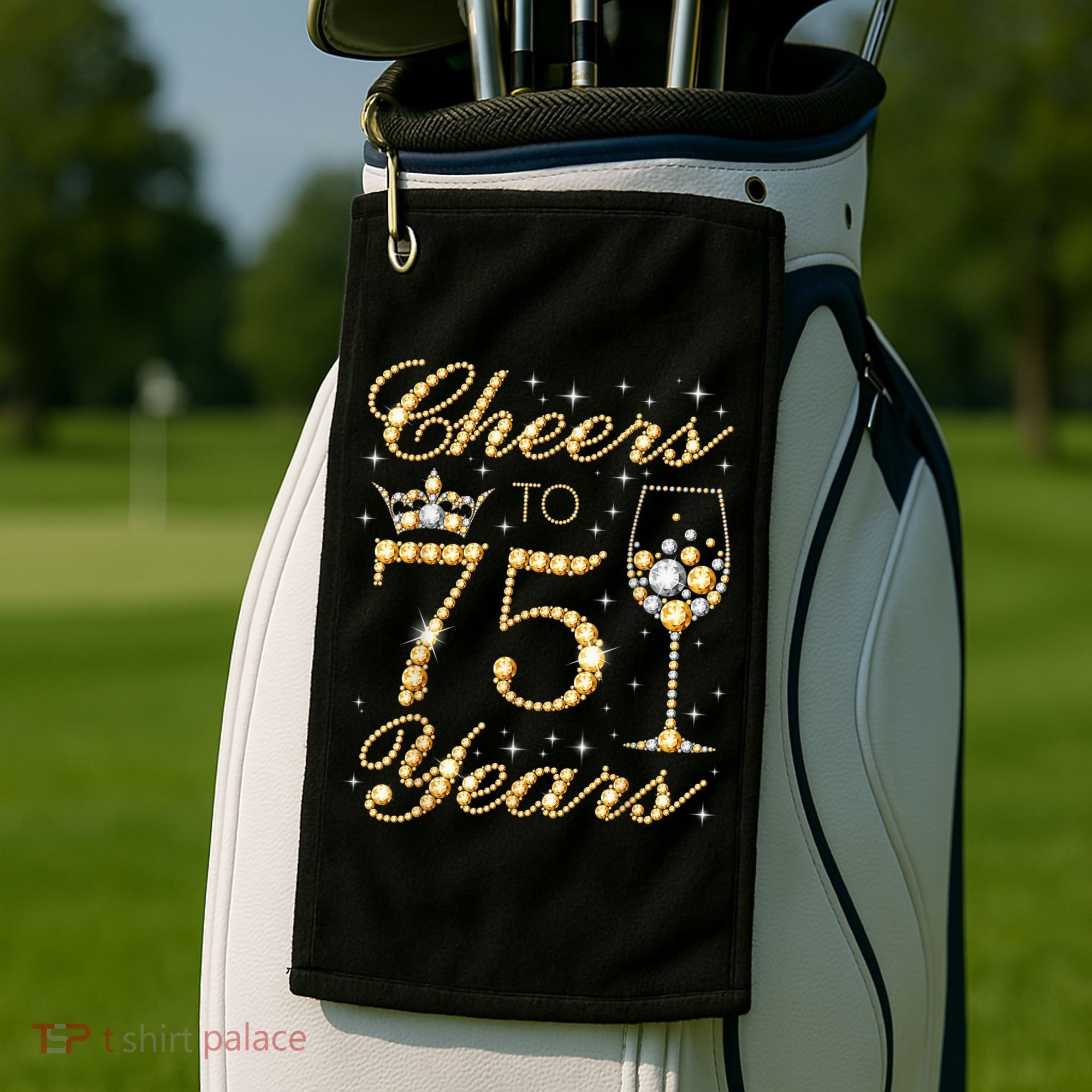 Cheers to 75 Years 75th Queen's Birthday Present 75 Years Old Golf Towel