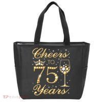Cheers to 75 Years 75th Queen's Birthday Present 75 Years Old Tote Bag thumb 0
