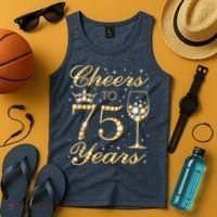 Cheers to 75 Years 75th Queen's Birthday Present 75 Years Old Tank Top thumb 4