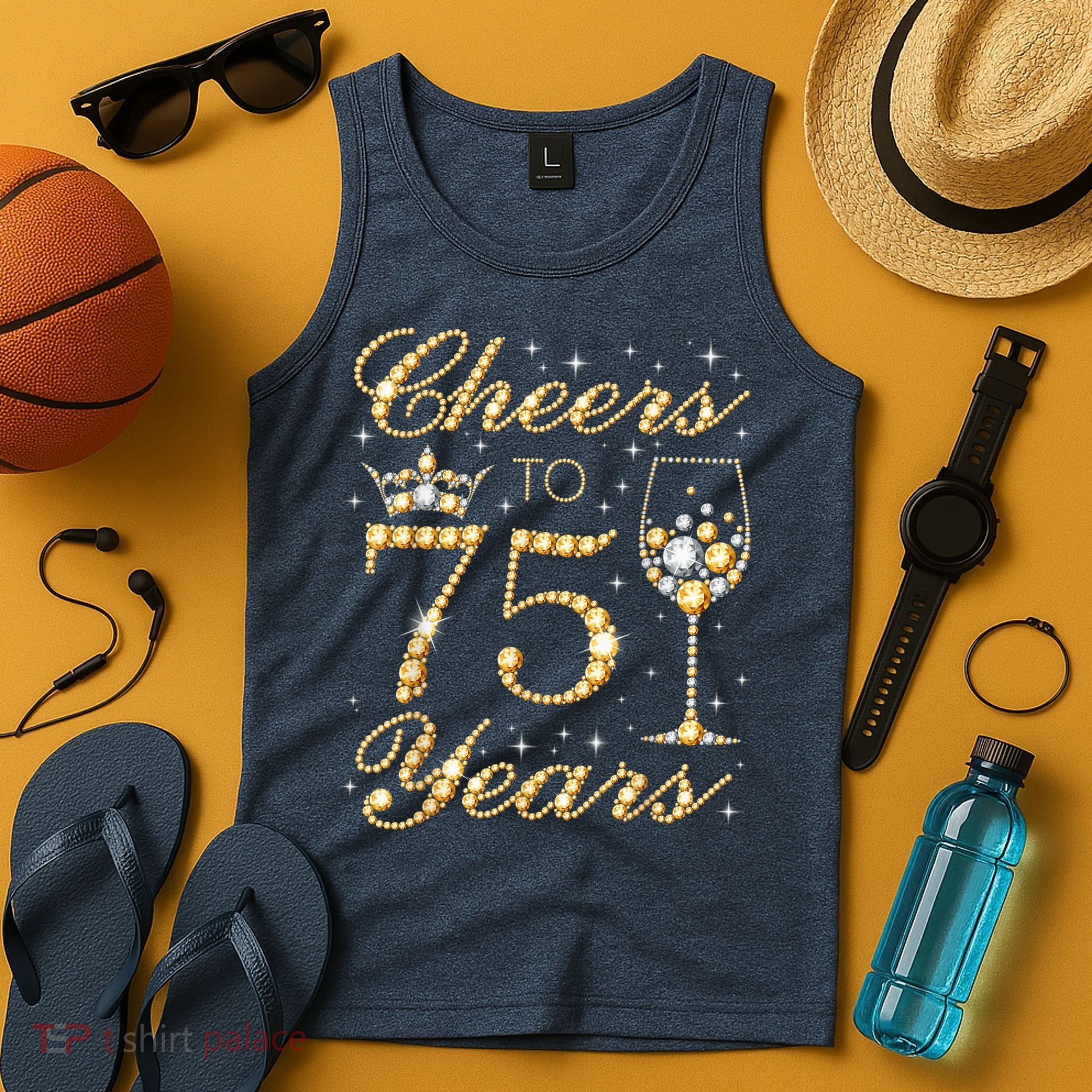 Cheers to 75 Years 75th Queen's Birthday Present 75 Years Old Tank Top