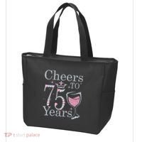 Cheers to 75 Years 1947 75Th Birthday Present Tee Gift For Wo Tote Bag thumb 3