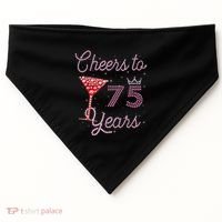 Cheers To 75 Years 75th Birthday Present 75 Years Old Bday USA-Made Doggie Bandana thumb 0