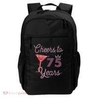 Cheers To 75 Years 75th Birthday Present 75 Years Old Bday Backpack thumb 0