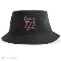 Cheers To 75 Years 75th Birthday Present 75 Years Old Bday Sustainable Bucket Hat thumb 0
