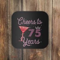 Cheers To 75 Years 75th Birthday Present 75 Years Old Bday Coaster thumb 0