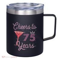 Cheers To 75 Years 75th Birthday Present 75 Years Old Bday 12oz Stainless Steel Coffee Mug thumb 0