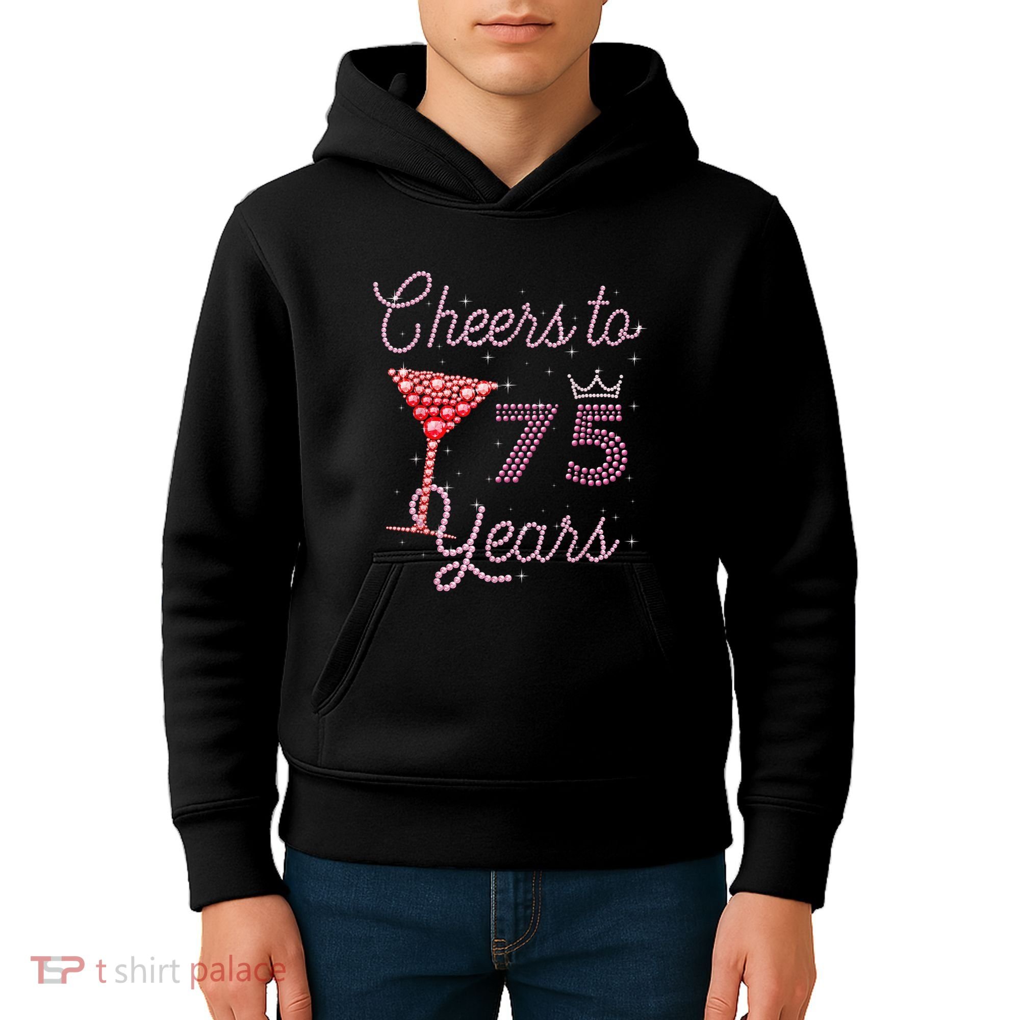 Cheers To 75 Years 75th Birthday Present 75 Years Old Bday Kids Hoodie