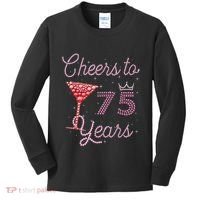 Cheers To 75 Years 75th Birthday Present 75 Years Old Bday Kids Long Sleeve Shirt thumb 0