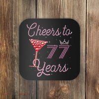 Cheers To 77 Years 77th Birthday 77 Years Old Bday Coaster thumb 0