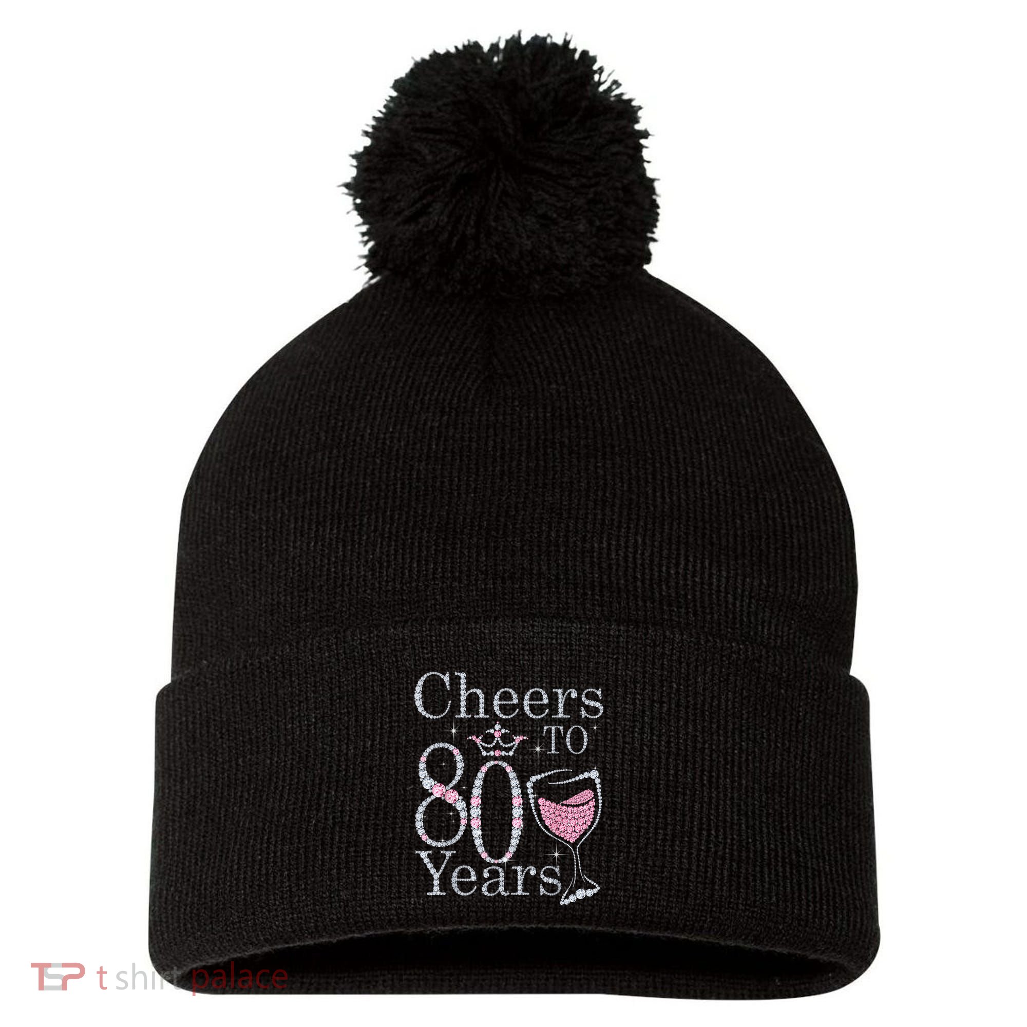 Cheers to 80 Years 1942 80Th Birthday Tee Gift For Wom.e.ns Pom Pom 12in Knit Beanie