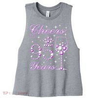Cheers To 95 Years Old Purple Crown 95th Birthday Women's Racerback Cropped Tank thumb 0