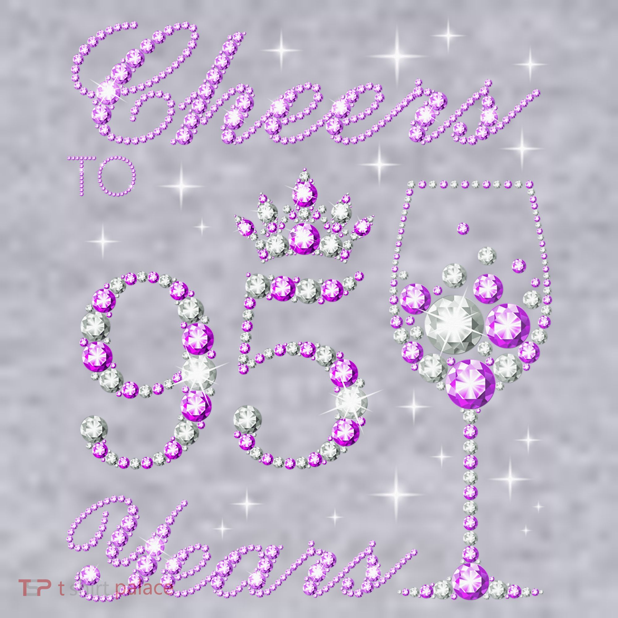 Cheers To 95 Years Old Purple Crown 95th Birthday Women's Racerback Cropped Tank