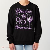 Cheers To 95 Years Old Purple Crown 95th Birthday Women's Sweatshirt thumb 0